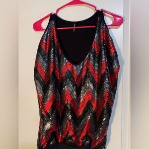 Heart Soul Sequin open shoulder, sleeveless top. XL